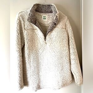 Green Tea Cream Sherpa Fluffy 1/4 Zip Women’s Size XL